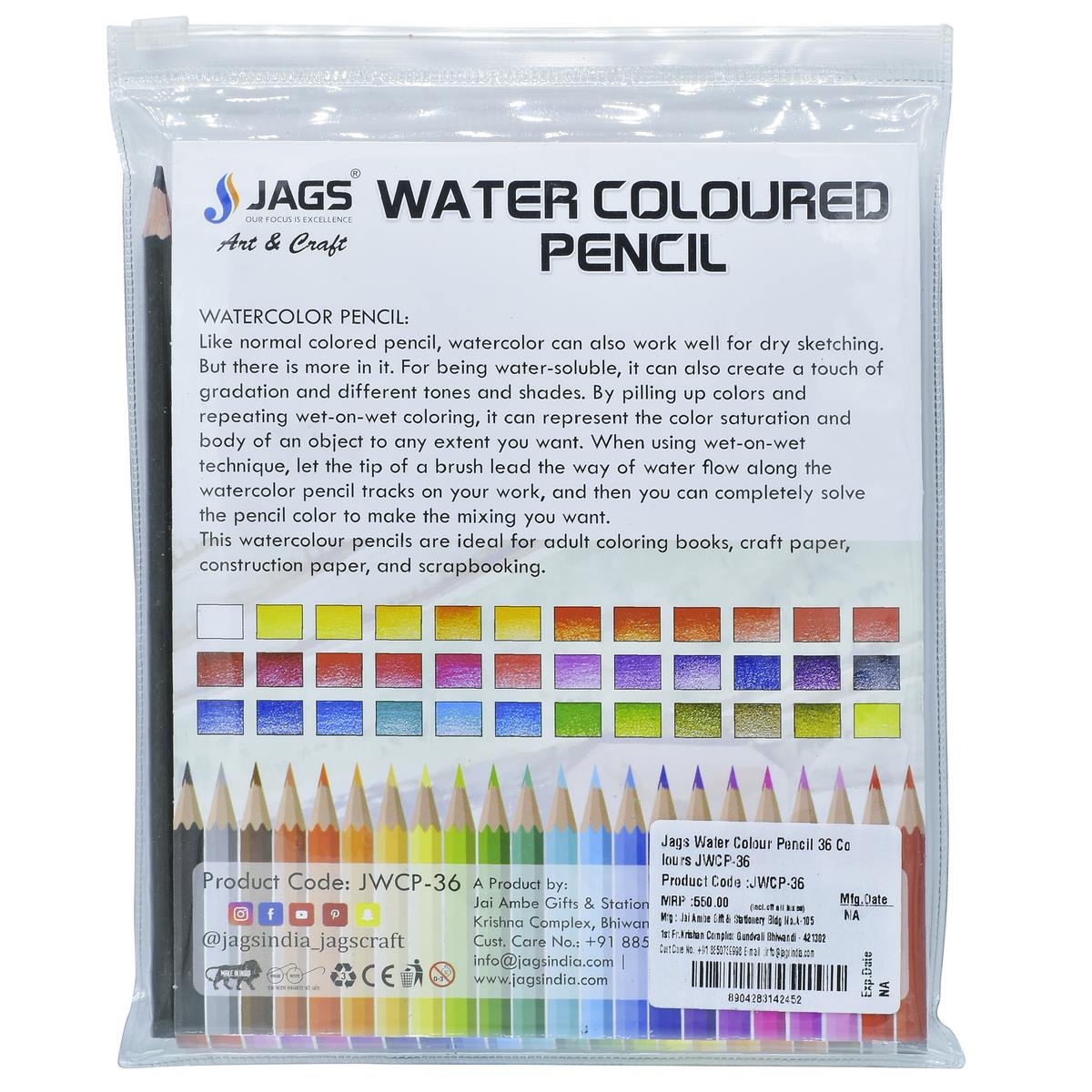 Gift To Love | Water Colour Pencil | Pcs : 36 Colours | Code : JWCP-36