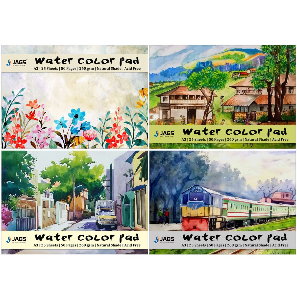 Gift To Love | Water Colour Pad A3 | Size : A3 | Pcs : 25 Sheets | Code : JWCPA300