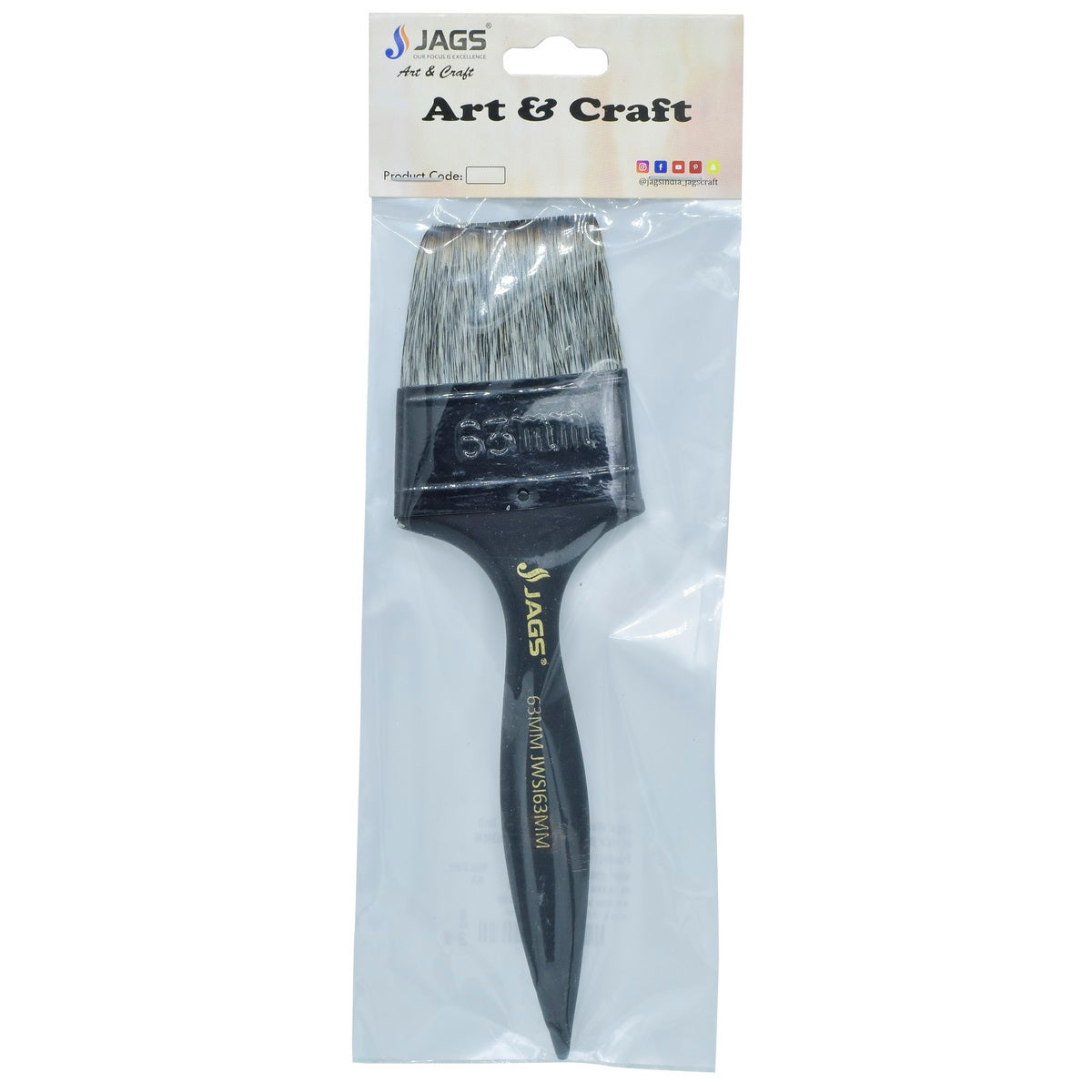 Gift To Love | Wash Brush Synthetic Imitation Hair | Color : Black Handle | Size : 63 Mm | Code : JWSI63MM