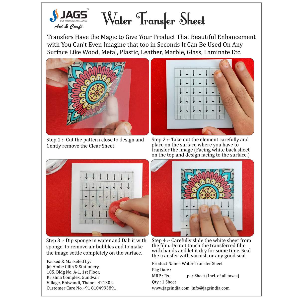 Gift To Love | Water Transfer Sheet Colorful Paisley | Code : JWTS02