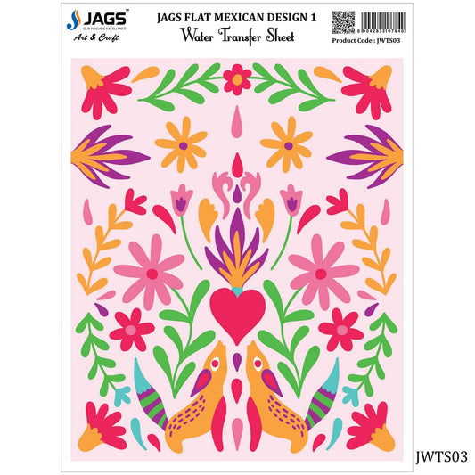 Gift To Love | Water Transfer Sheet Flat Mexican Design | Code : JWTS03