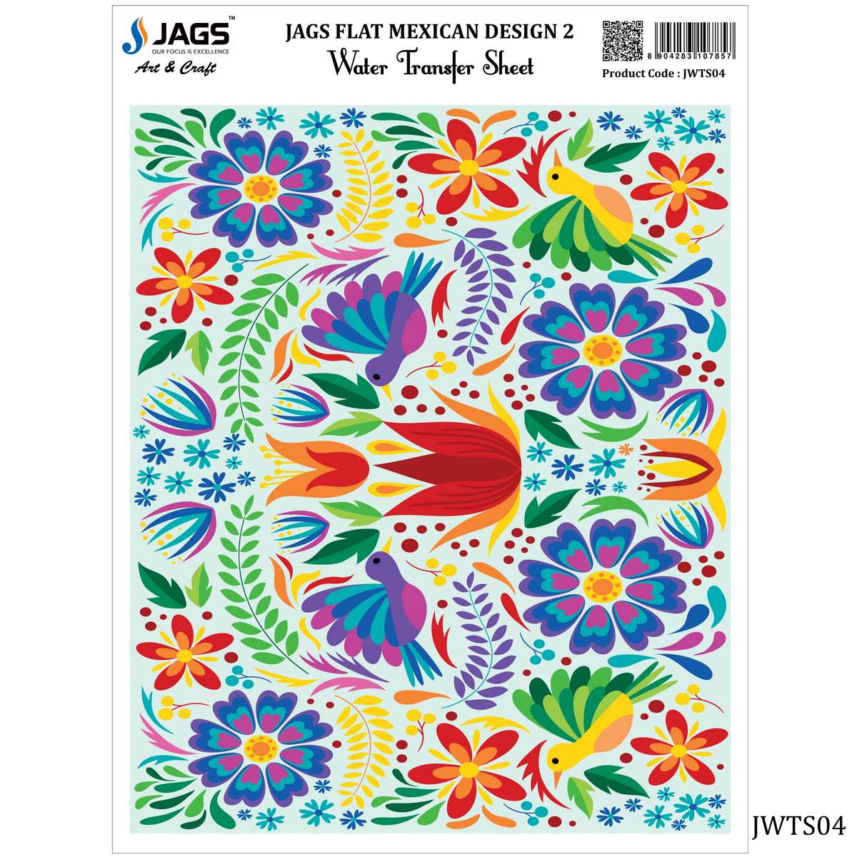 Gift To Love | Water Transfer Sheet Flat Mexican Design | Code : JWTS04