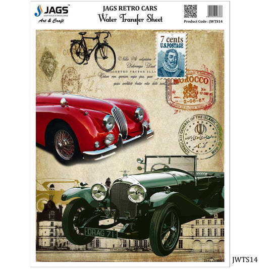 Gift To Love | Water Transfer Sheet Retro Cars | Code : JWTS14