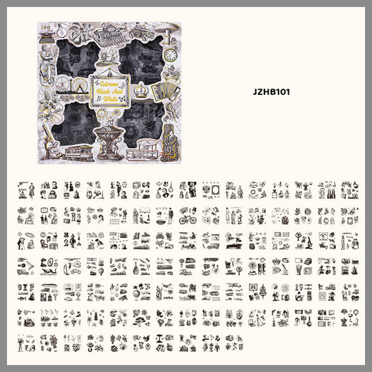 Gift To Love | Sticker Extreme Black And White | Pcs : 100 Pcs | Code : JZHB101