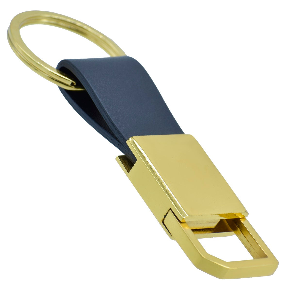 Gift To Love | Key Chain Leather Gold Hook With Ring | Color : Black | Code : KCLH00GD