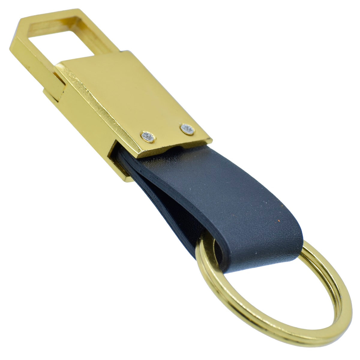 Gift To Love | Key Chain Leather Gold Hook With Ring | Color : Black | Code : KCLH00GD