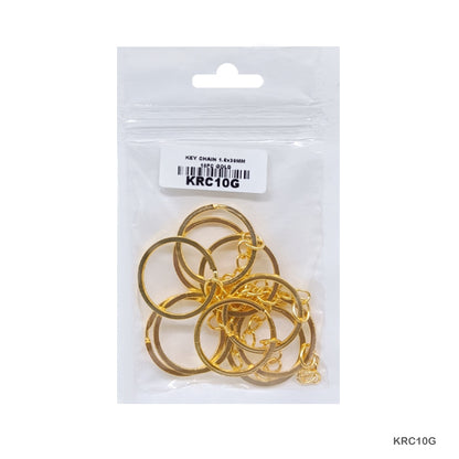 Gift To Love | Key Ring With Chain | Color : Gold | Size : 1.6 X 30 Mm | Pcs : 10 Pcs | Code : KRC10G