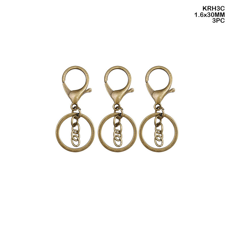 Gift To Love | Key Ring With Hook | Color : Copper | Size : 1.6 Mm X 30 Mm | Pcs : 3 Pcs | Code : KRH3C