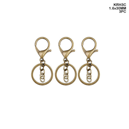 Gift To Love | Key Ring With Hook | Color : Copper | Size : 1.6 Mm X 30 Mm | Pcs : 3 Pcs | Code : KRH3C