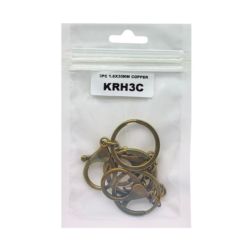 Gift To Love | Key Ring With Hook | Color : Copper | Size : 1.6 Mm X 30 Mm | Pcs : 3 Pcs | Code : KRH3C
