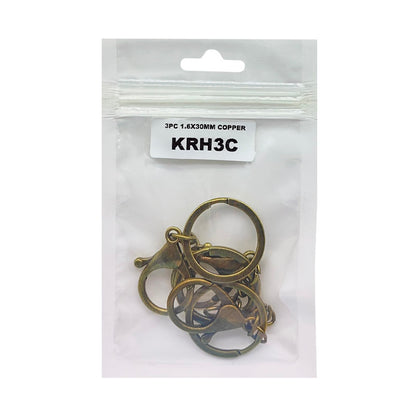 Gift To Love | Key Ring With Hook | Color : Copper | Size : 1.6 Mm X 30 Mm | Pcs : 3 Pcs | Code : KRH3C