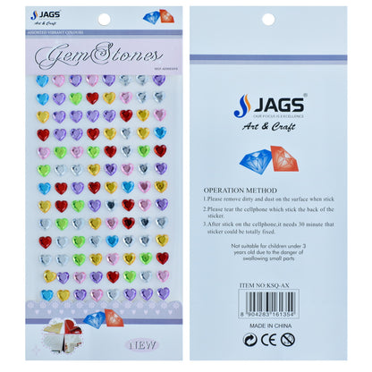 Gift To Love | Heart Gem Stones Sticker | Color : Multicolour | Code : KSQ-AX