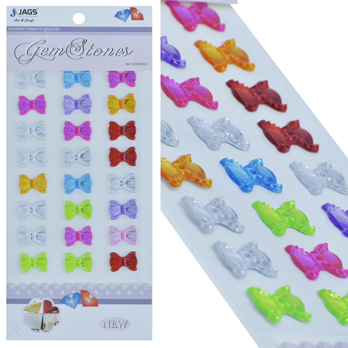 Gift To Love | Big Bow Gem Stones Sticker | Color : Multicolour | Code : KSQ-HDJ