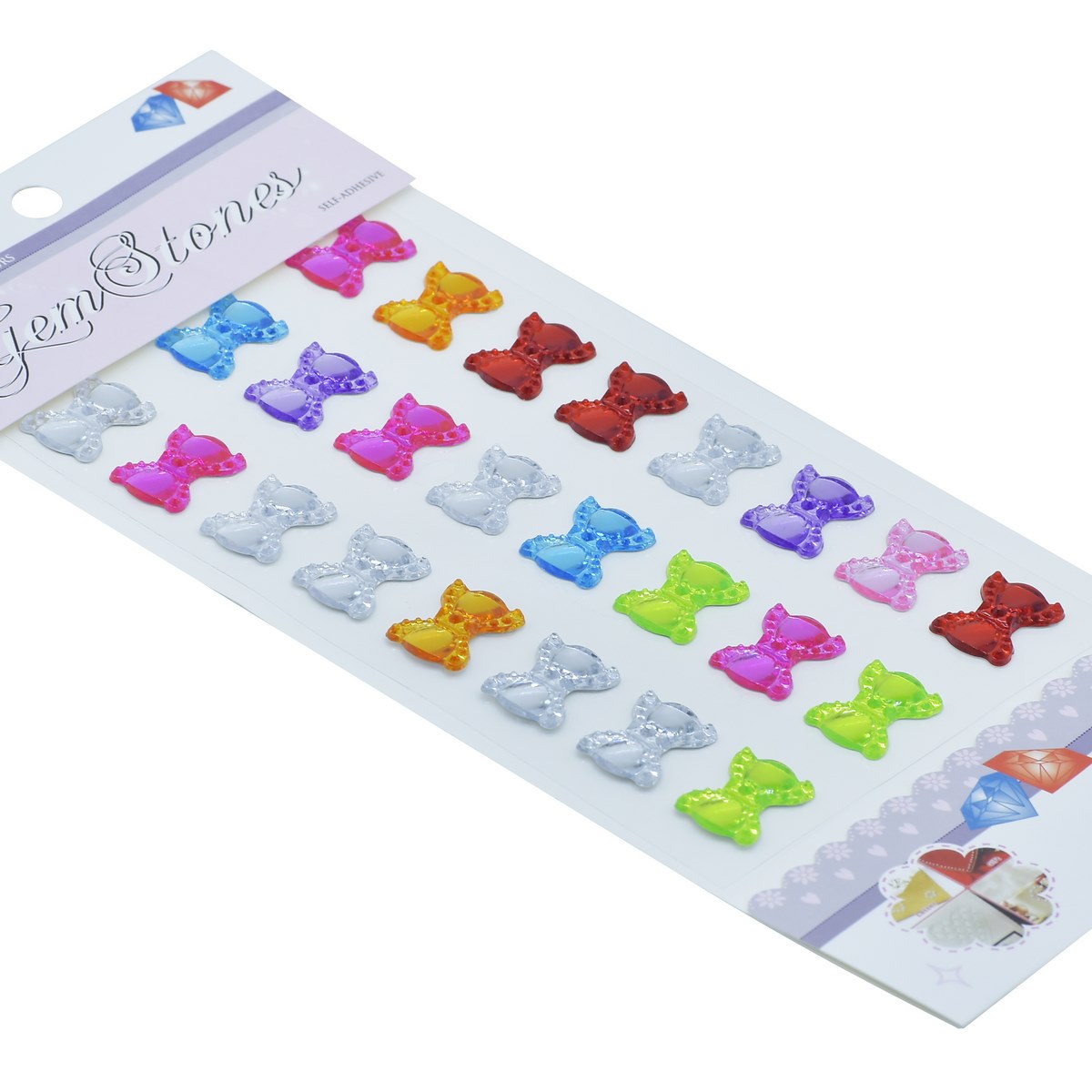 Gift To Love | Big Bow Gem Stones Sticker | Color : Multicolour | Code : KSQ-HDJ