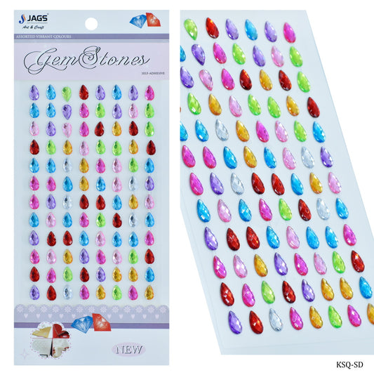 Gift To Love | Oval Gem Stones Sticker | Color : Multicolour | Code : KSQ-SD