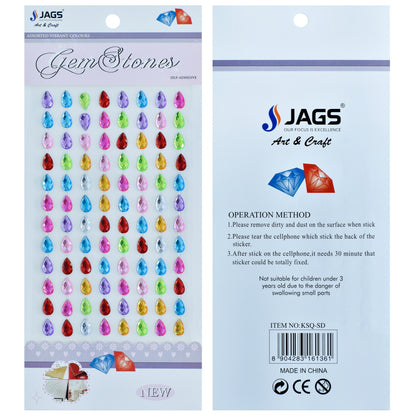 Gift To Love | Oval Gem Stones Sticker | Color : Multicolour | Code : KSQ-SD