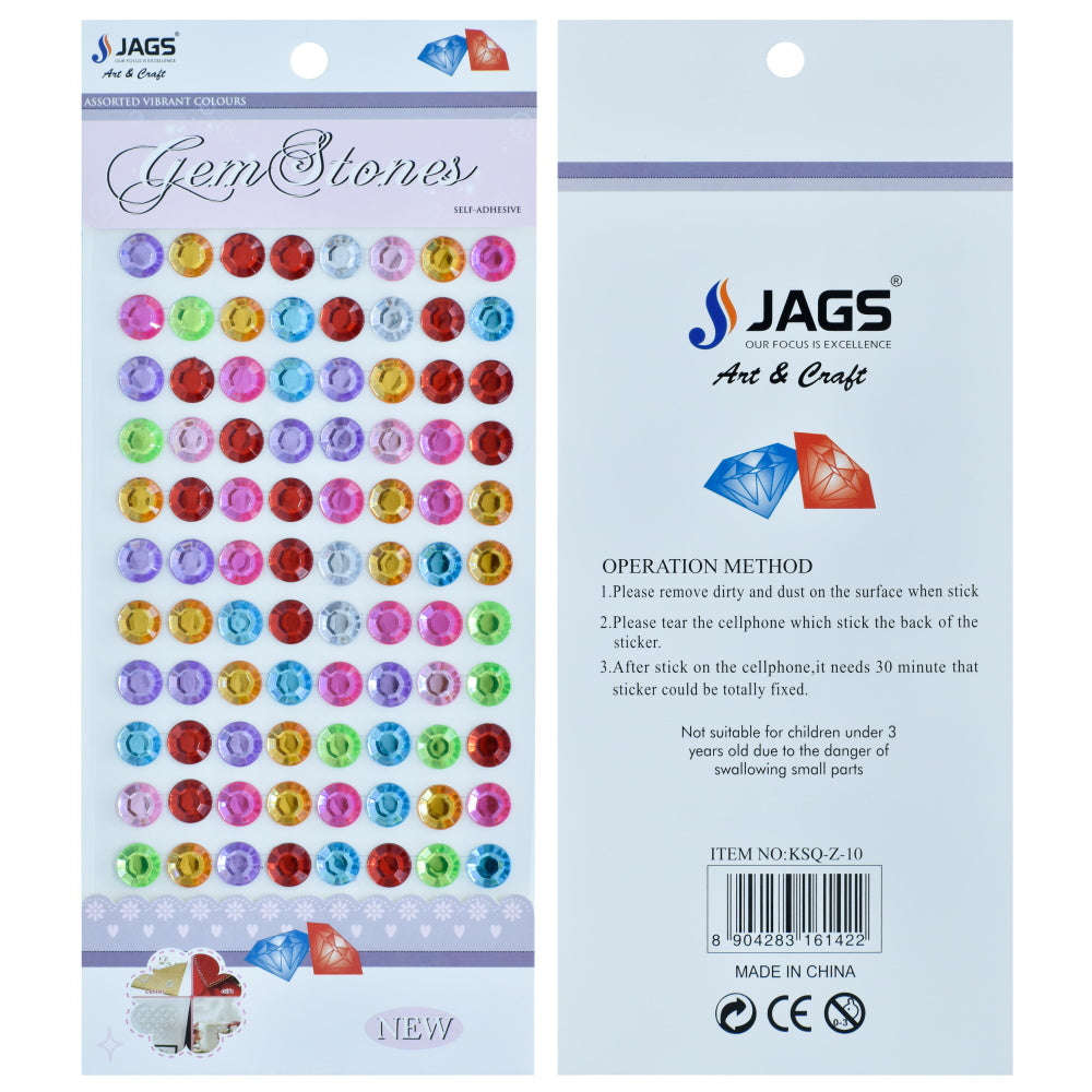 Gift To Love | Round Gem Stones Sticker | Color : Multicolour | Code : KSQ-Z-10