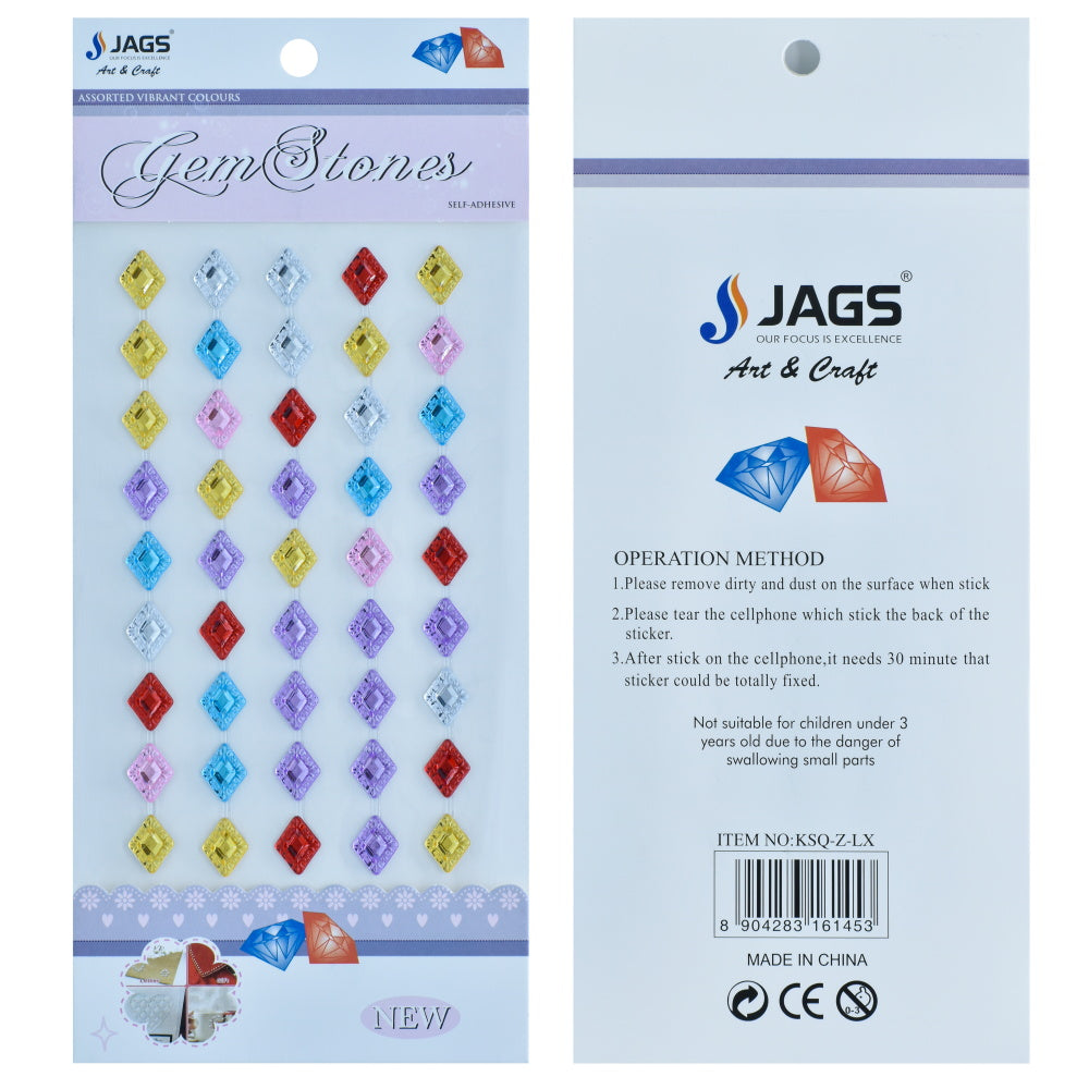 Gift To Love | Rhombus Gem Stones Sticker | Color : Multicolour | Code : KSQ-Z-LX
