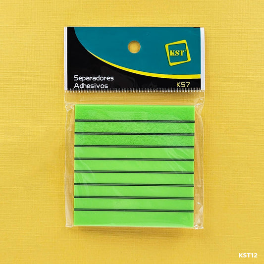 Gift To Love | Sticky Note Plastic Ruled | Color : Fluorescent Green | Size : 3 X 3 | Code : KST12
