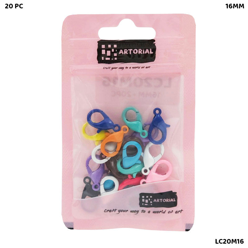 Gift To Love | Lobster Clasps Claw Hooks | Color : Multi | Size : 16 Mm | Pcs : 20 Pcs | Code : LC20M16