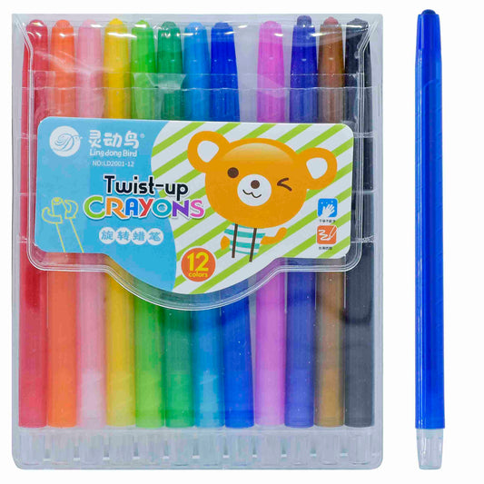Gift To Love | Plastic Crayons Twist Up | Pcs : 12 Colour | Code : LD2001-12