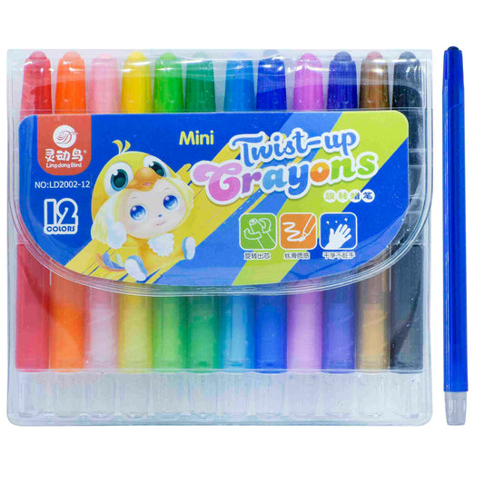 Gift To Love | Plastic Crayons Twist Up | Pcs : 12 Colour | Code : LD2002-12