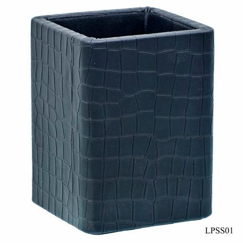 Gift To Love | Leather Pen Stand Square Crocodile Black Tumbler | Code : LPSS01