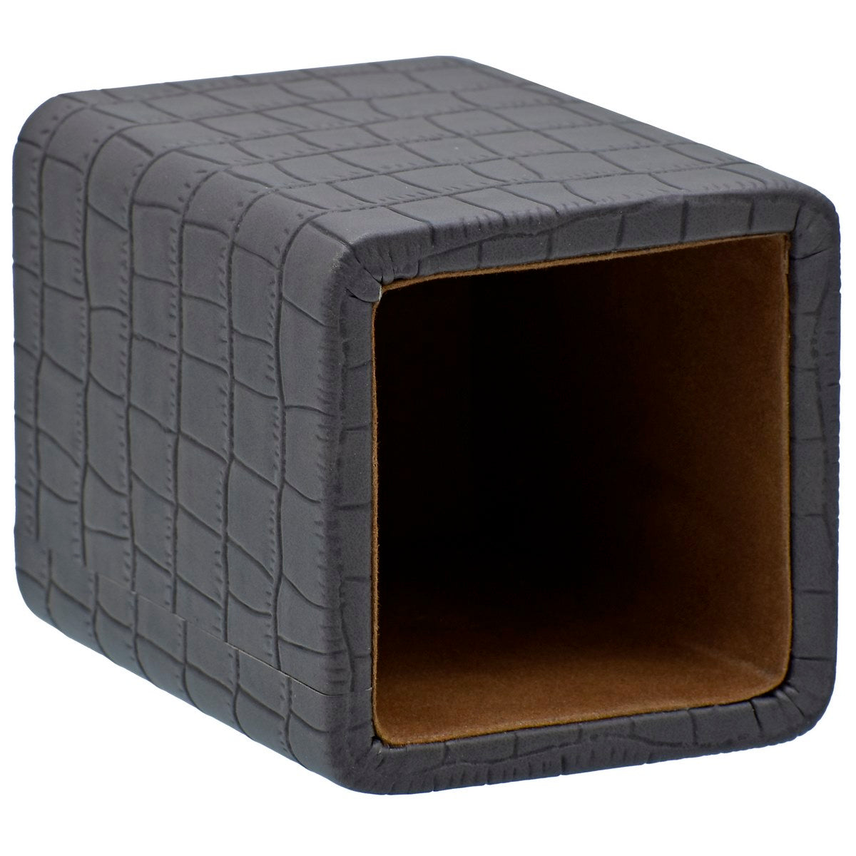 Gift To Love | Leather Pen Stand Square Crocodile | Color : Dark Brown | Code : LPSS06