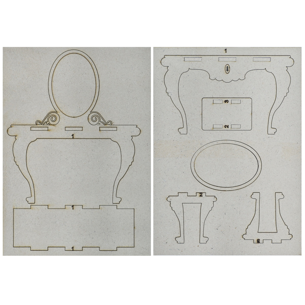Gift To Love | Mdf 3D Miniature Cutout Dressing Mirror With Bench | Code : M3MC05