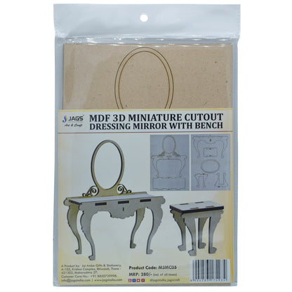 Gift To Love | Mdf 3D Miniature Cutout Dressing Mirror With Bench | Code : M3MC05