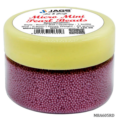 Gift To Love | Micro Mini Pearl Beads | Color : Red Pink | Pcs : 45 Gm | Code : MBA605RD