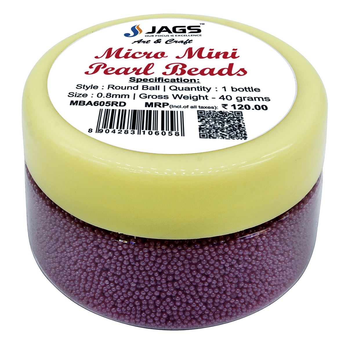 Gift To Love | Micro Mini Pearl Beads | Color : Red Pink | Pcs : 45 Gm | Code : MBA605RD