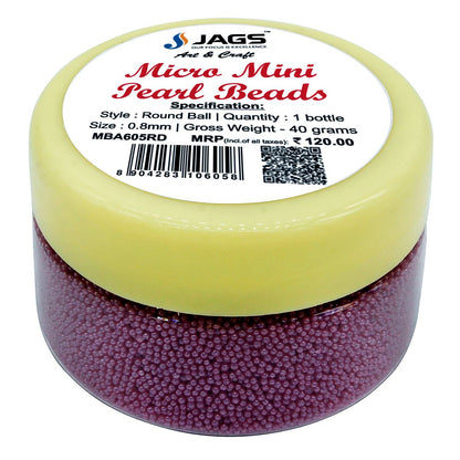 Gift To Love | Micro Mini Pearl Beads | Color : Red Pink | Pcs : 45 Gm | Code : MBA605RD
