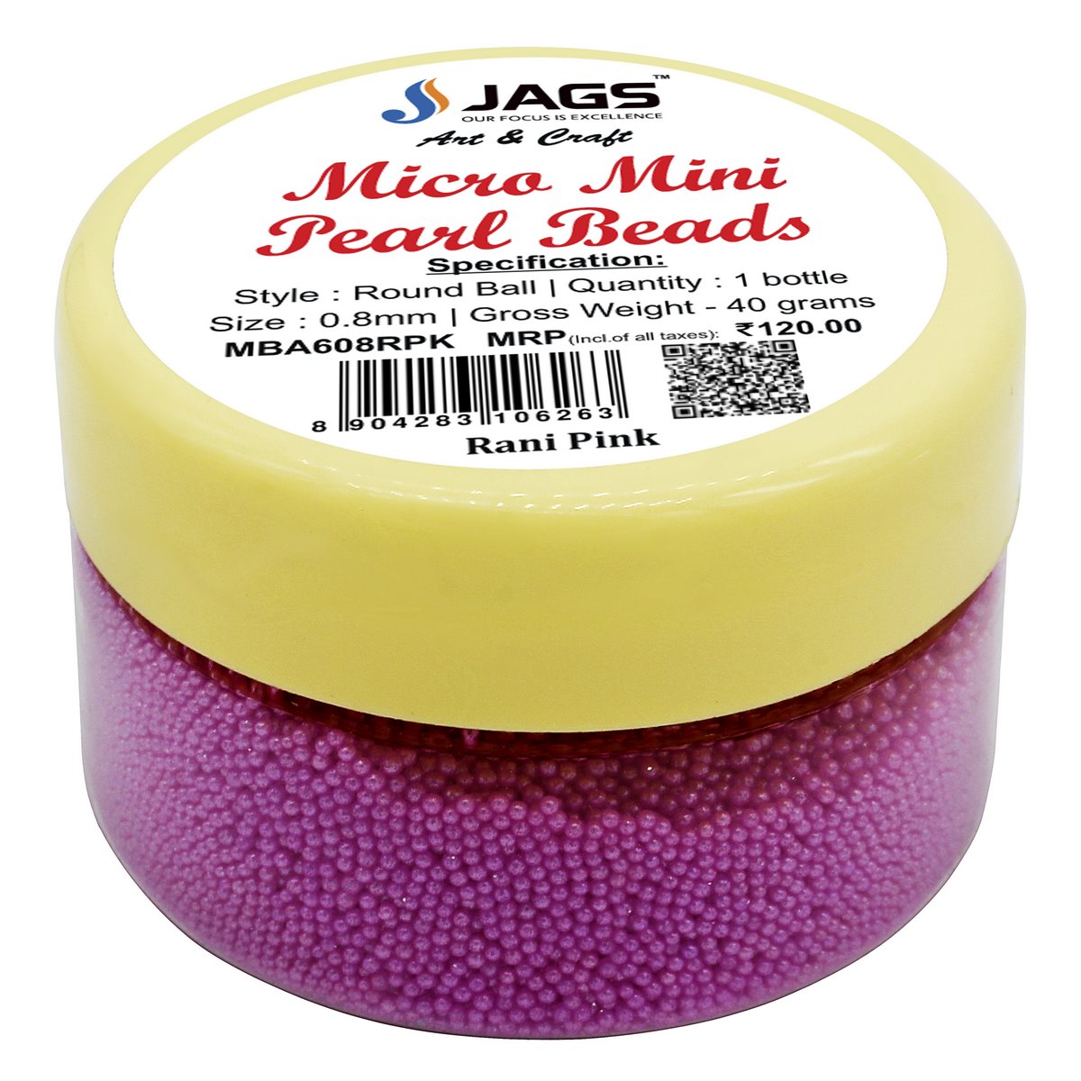 Gift To Love | Micro Mini Pearl Beads | Color : Rani Pink | Pcs : 45 Gm | Code : MBA608RPK
