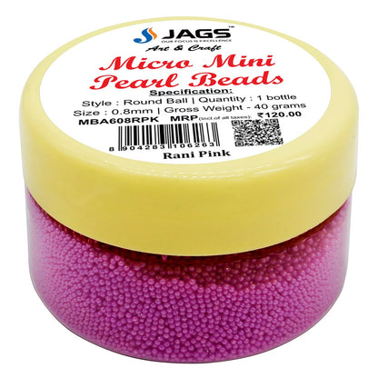 Gift To Love | Micro Mini Pearl Beads | Color : Rani Pink | Pcs : 45 Gm | Code : MBA608RPK