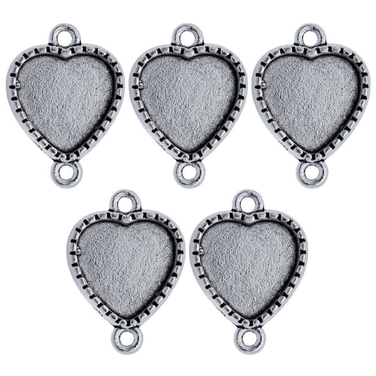 Gift To Love | Metal Craft Fitting Heart Double Hole | Pcs : 5 Pcs | Code : MC-957