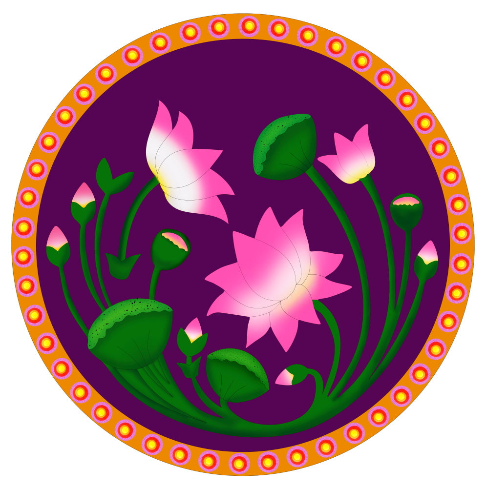 Gift To Love | Mdf Cutout Round Lotus Pari | Size : 4 Mm X 10 Inch | Code : MC4136