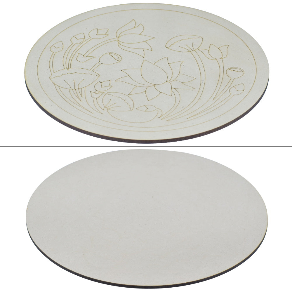 Gift To Love | Mdf Cutout Round Lotus Pari | Size : 4 Mm X 10 Inch | Code : MC4136