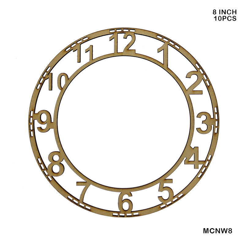 Gift To Love | Mdf Cutout Numeric Watch Round | Size : 8 Inch | Pcs : 10 Pcs | Code : MCNW8