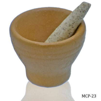 Gift To Love | Miniature Ceramics Mortar Okhali | Color : Brown | Pcs : 1 Pc Set | Code : MCP-23