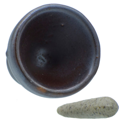 Gift To Love | Miniature Ceramics Mortar Okhali | Color : Dark Brown | Pcs : 1 Pc Set | Code : MCP-24