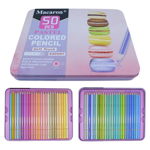 Gift To Love | Macaron Pastel Colored Pencil Set Soft Touch 50 Pcs | Code : MCR-50-1