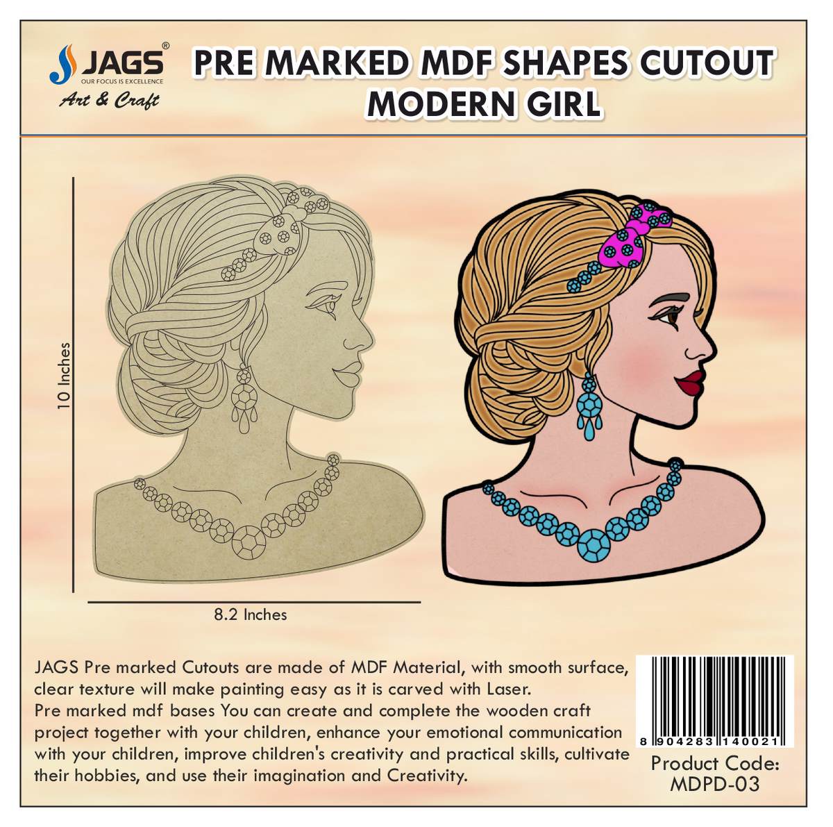 Gift To Love | Mdf Diy Painting Plate Kit Modern Girl | Code : MDPD-03