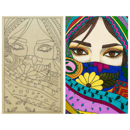 Gift To Love | Mdf Diy Painting Plate Kit Girl Engraved | Size : 6 X 10 Inch | Code : MDPD-07