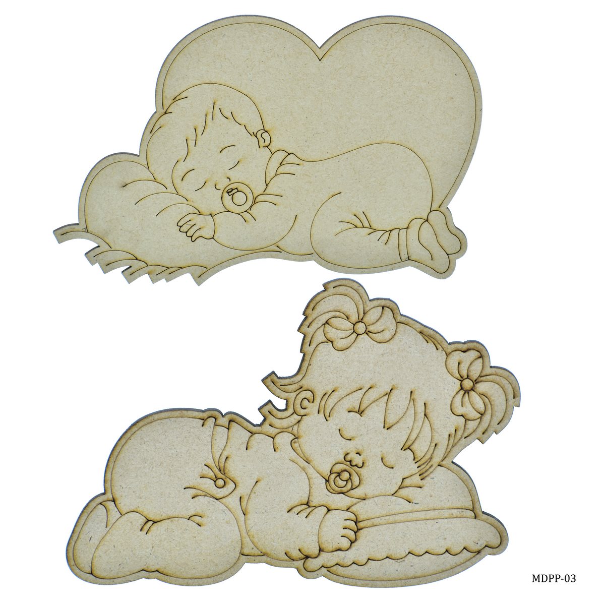 Gift To Love | Mdf Diy Painting Palette Kit Sleeping Girl & Boy | Code : MDPP-03