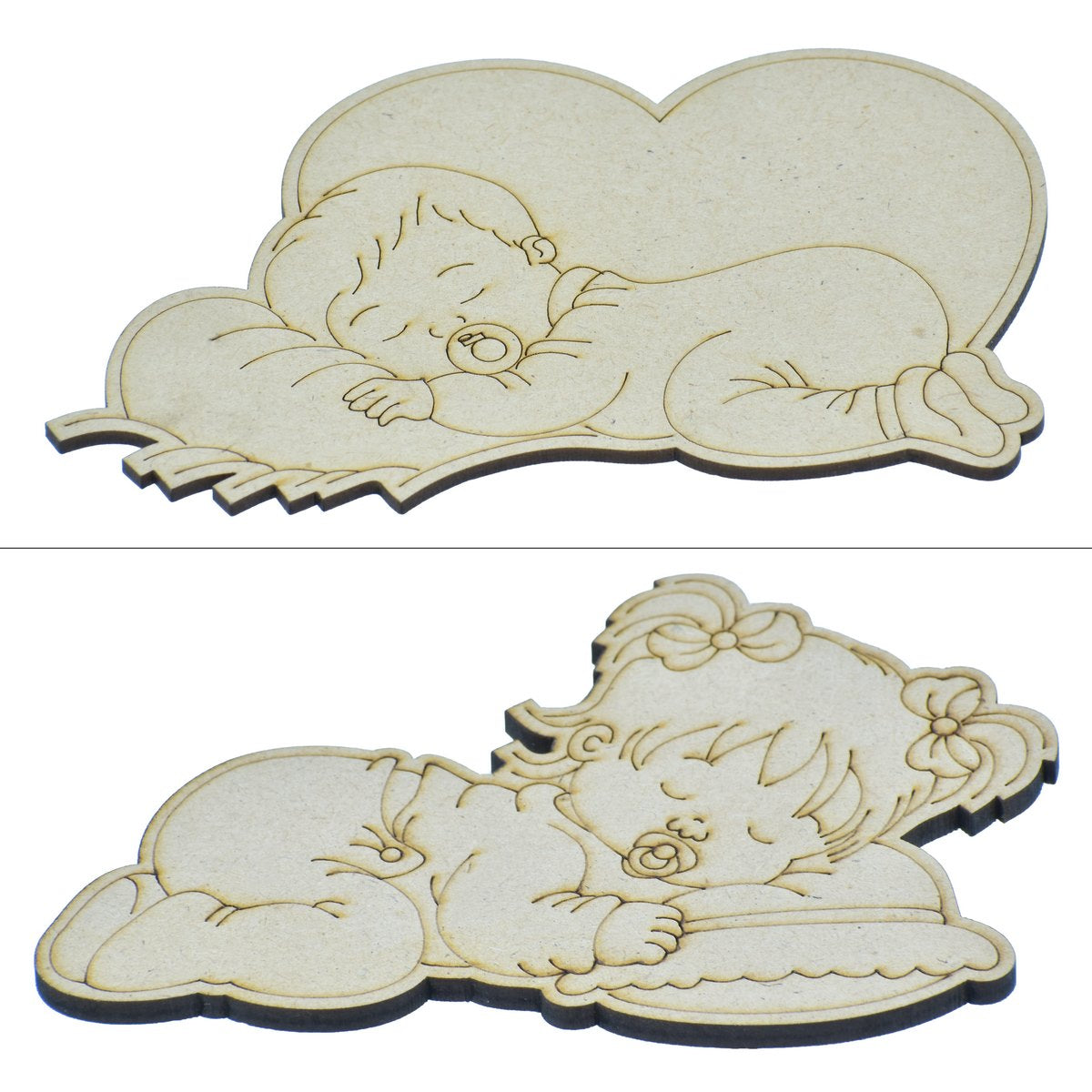 Gift To Love | Mdf Diy Painting Palette Kit Sleeping Girl & Boy | Code : MDPP-03