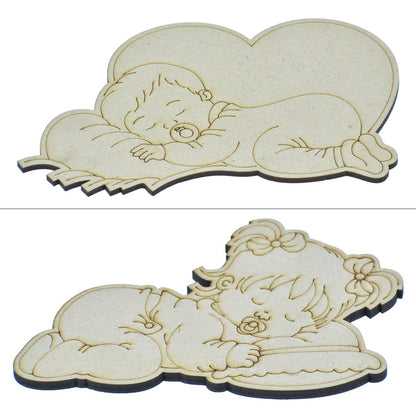 Gift To Love | Mdf Diy Painting Palette Kit Sleeping Girl & Boy | Code : MDPP-03