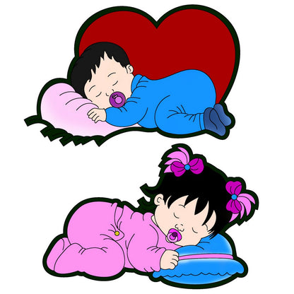 Gift To Love | Mdf Diy Painting Palette Kit Sleeping Girl & Boy | Code : MDPP-03
