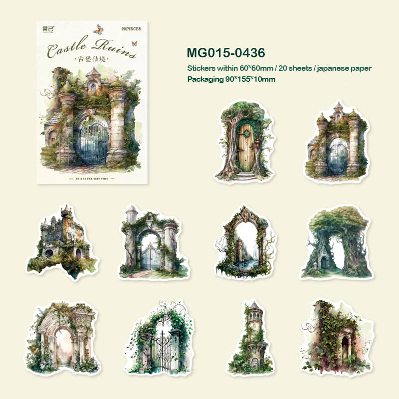 Mg015-0436 Castle Ruins Paper Sticker Pack 20Pc-Gift To Love-Art & Craft