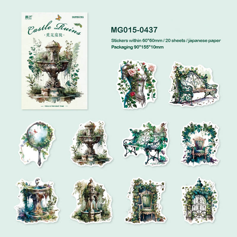 Mg015-0437 Castle Ruins Paper Sticker Pack 20Pc-Gift To Love-Art & Craft